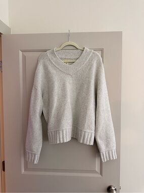 Light Gray V-Neck Women's Sweater